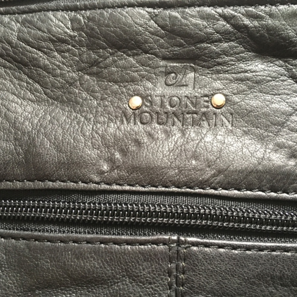 STONE MOUNTAIN Black Leather HOBO TOTE SHOULDER BAG Purse - Picture 12 of 14